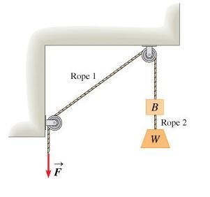 According to the first rule, if a force pulls on one end of a rope, the tension in-example-1