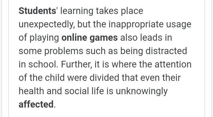 How does online gaming affect the health of the student-example-1