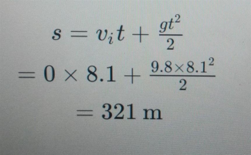 You drop a rock off of a cliff, and it hits the ground 8.1 seconds later. how tall-example-1