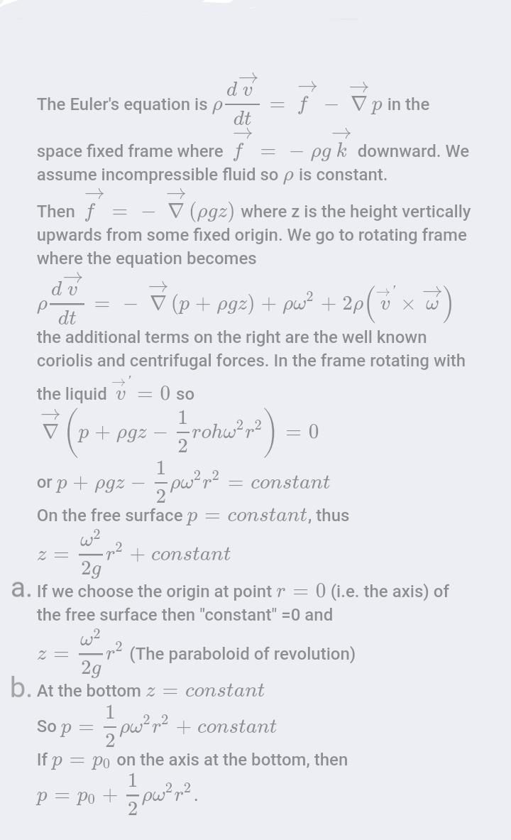 A cylindrical vessel with water is rotated about its vertical axis with a constant-example-1