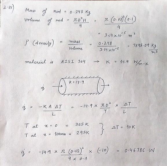 A cylindrical rod of stainless steel is insulated on its exterior surface except for-example-1