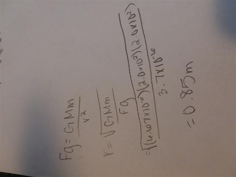 If two objects, each with a mass of 2.0x102 kg, produce a gravitational force between-example-1