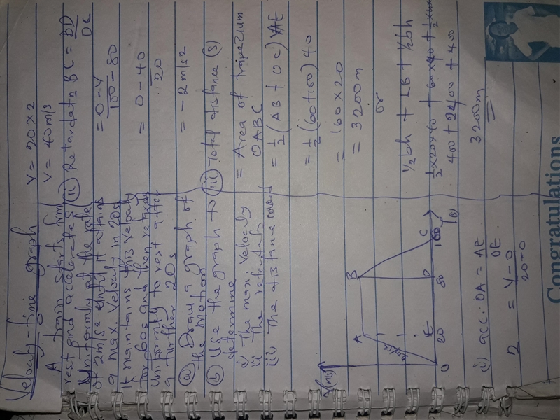 sketch a velocity time graph for the motion of the body . from the graph explain each-example-1