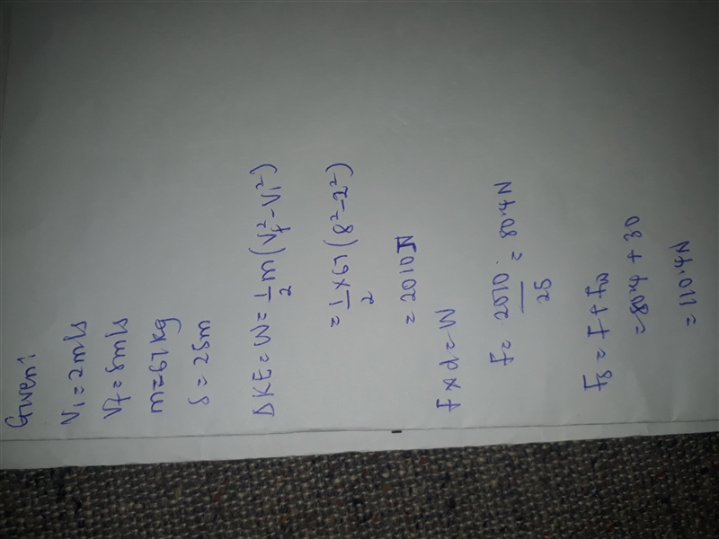 Using energy considerations, calculate the average force (in N) a 67.0 kg sprinter-example-1