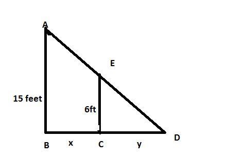 A man 6 feet tall walks at a rate of 5 feet per second away from a light that is 15 feet-example-1