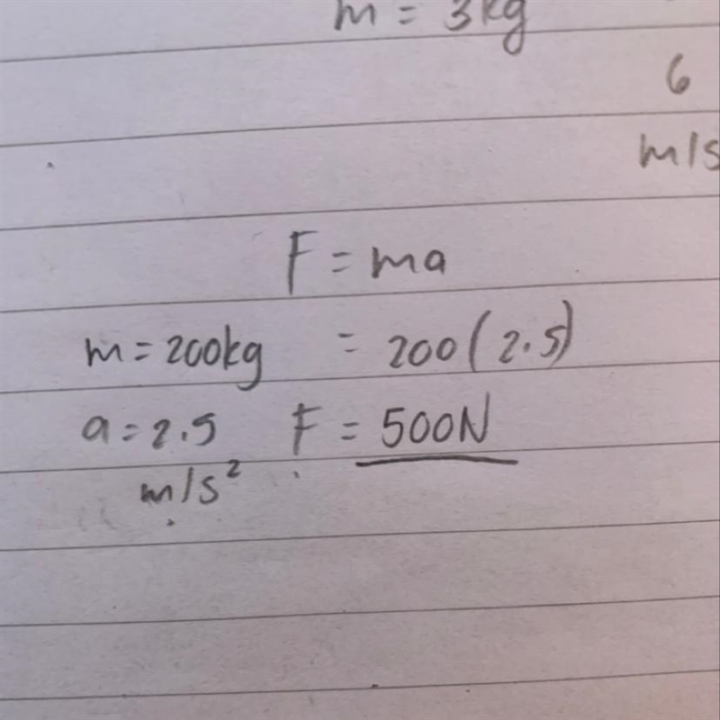 What amount of force is required for a 200 kg grizzly bear to accelerate at 2.5 m-example-1