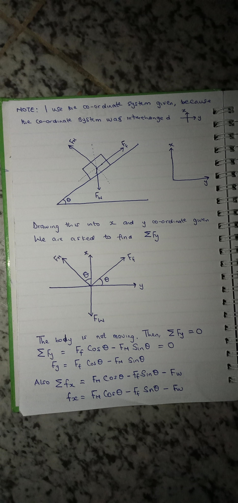 Because the block is not moving, the sum of the y components of the forces acting-example-2