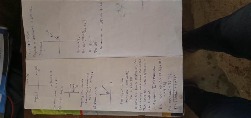 While surveying a cave, a spelunker follows a passage 190 m straight west, then 220 m-example-2