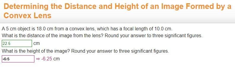 A5 cm object is 18.0 cm from a convex lens, which has a focal length of 10.0 cm. What-example-1