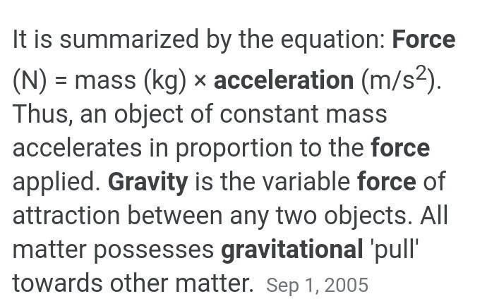 How is Forrest related to acceleration and gravity-example-1