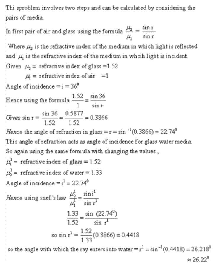 A plate of glass with parallel faces having a refractive index of 1.52 is resting-example-1