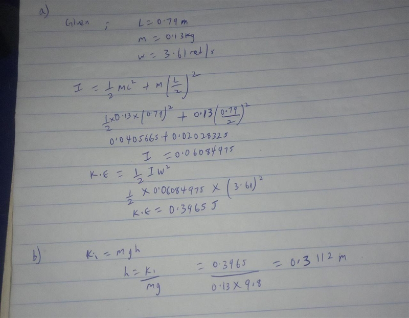 A thin rod of length 0.79 m and mass 130 g is suspended freely from one end. It is-example-1