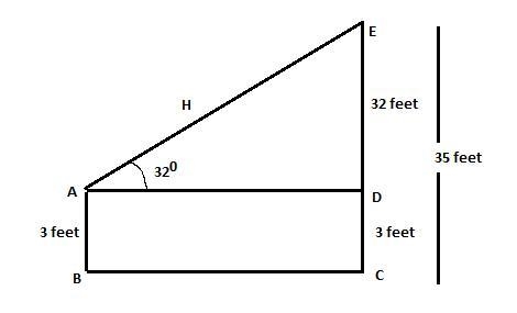 Kendra is flying a kite 35 feet in the air. The angle of depression from the kite-example-1