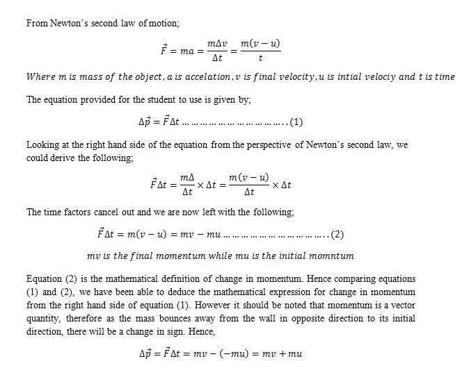 An object of known mass M with speed v0 travels toward a wall. The object collides-example-1