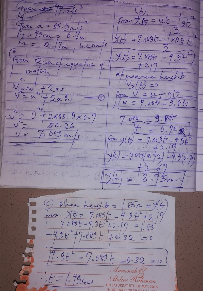 Sam heaves a shot with weight 16-lb straight upward, giving it a constant upward acceleration-example-1