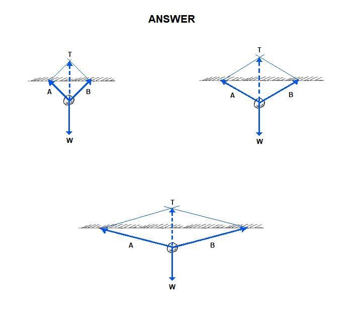 Construct vectors A and B for the cases below. First draw a vector W, then the parallelogram-example-2