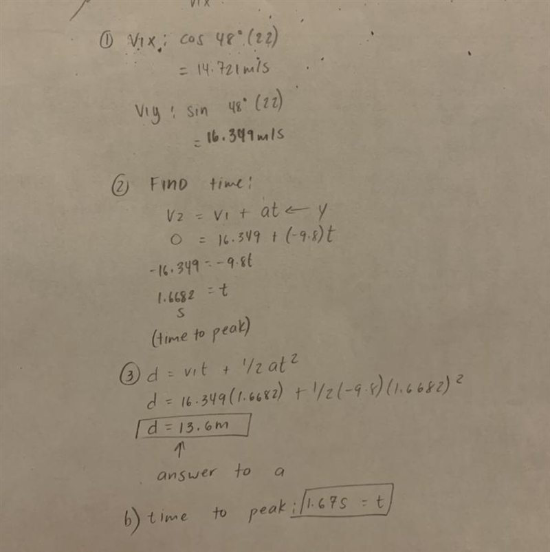 A soccer ball is kicked with an initial velocity of 22 m/s at an angle of 48 degrees-example-1