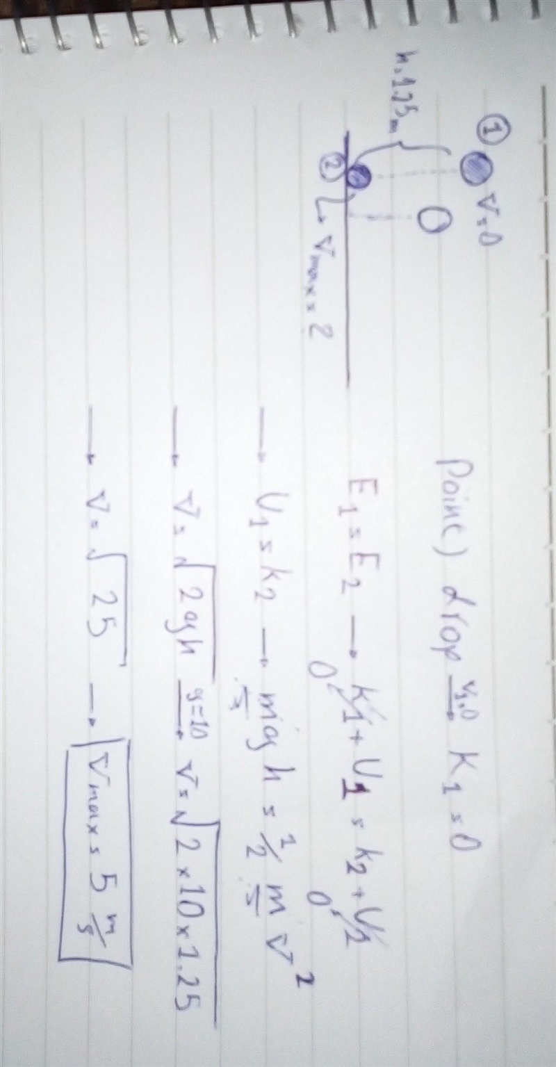 A golf ball is dropped from a height of 1.25 m. It bounces back to 1.00 m. How fast-example-1