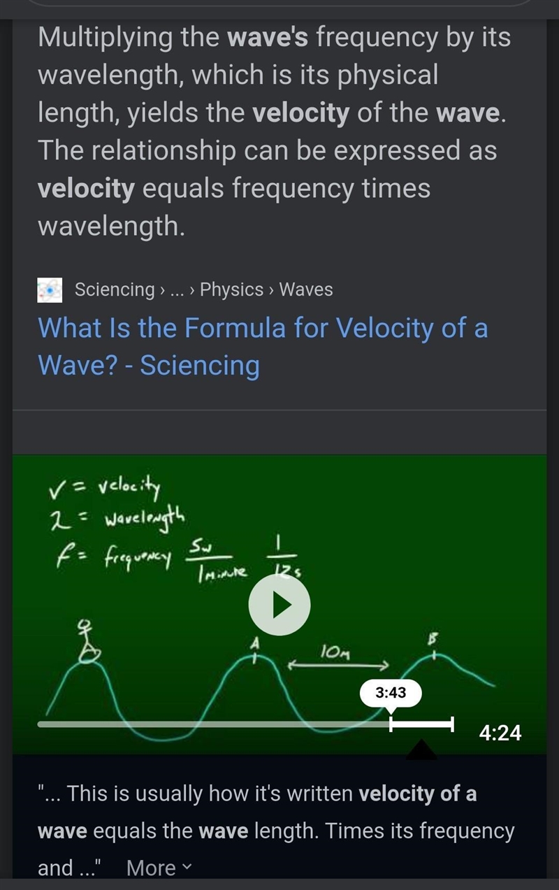 We can determine the velocity of a wave when given the _______ and the wavelength-example-1