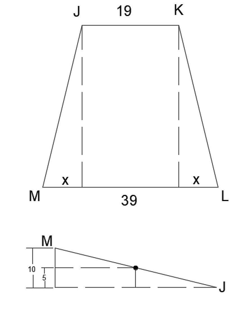 For trapezoid JKLM, A and B are midpoints of the legs. Find AB. Question 3 options-example-1