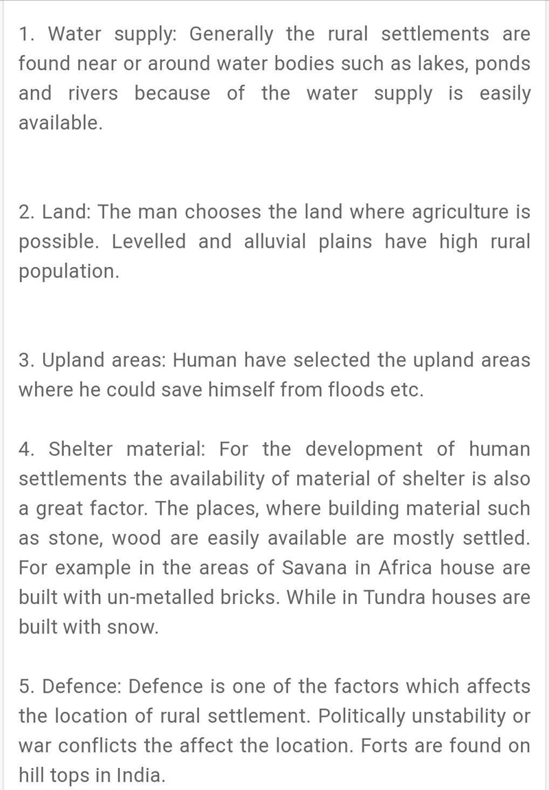 Describe three factors that influence the location of rural settlement​-example-1