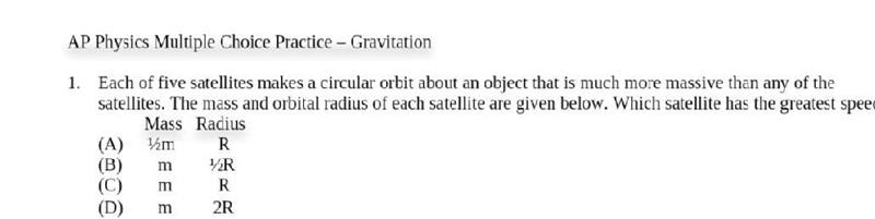 5. Each of five satellites makes a circular orbit about an object that is much more-example-1