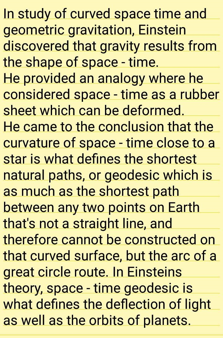 According to the general theory of relativity, what are consequences of the curvature-example-1