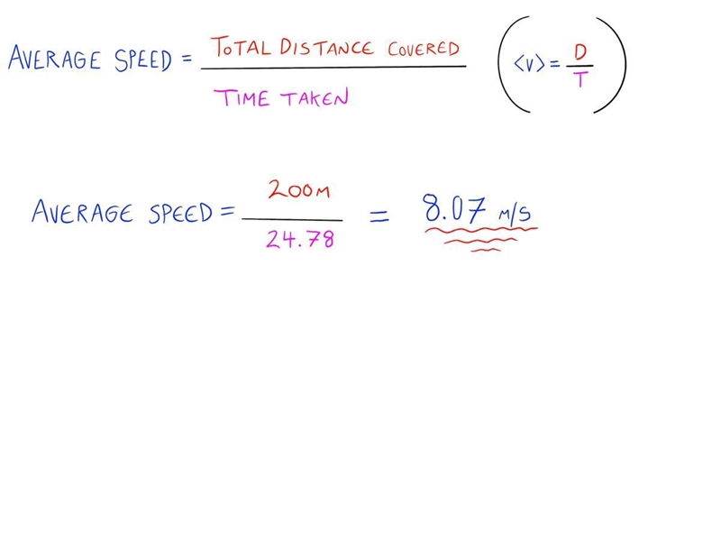 A woman runs a 200 m race in a time of 24.78. what is her average speed for the race-example-1