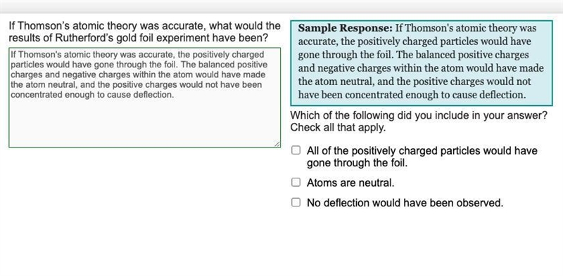 If Thomson’s atomic theory was accurate, what would the results of Rutherford’s gold-example-1