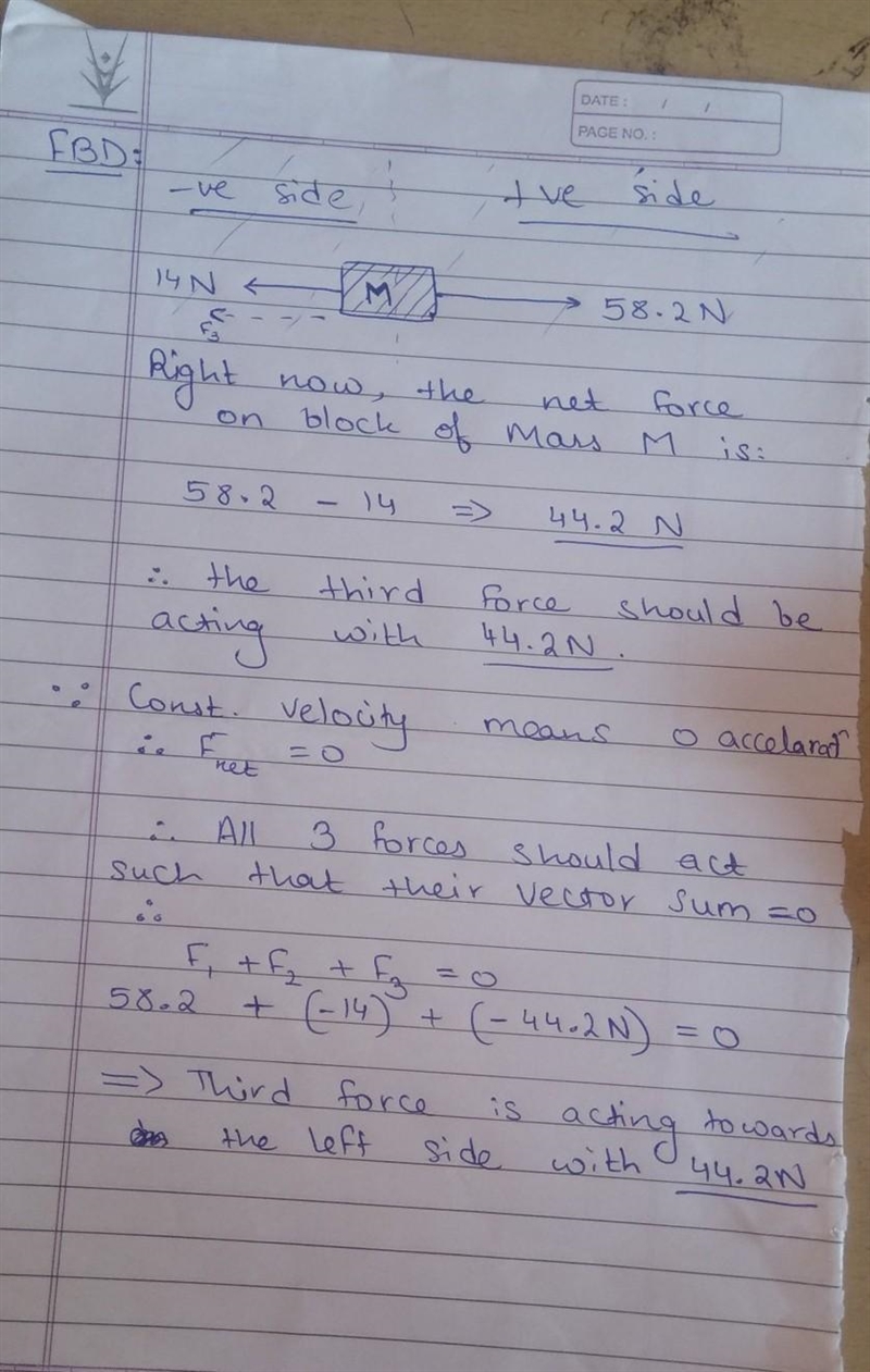 An object has three forces acting upon it, the first force is 58.2 N to the right-example-1