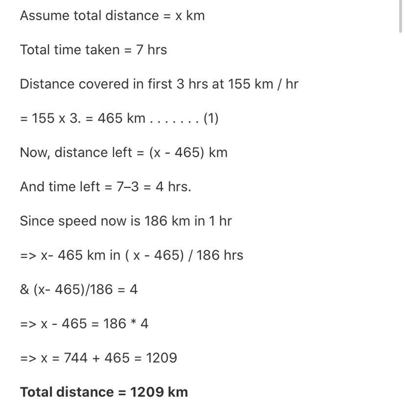 A good train took 7 hours to complete its journey. For the first 3 hours, it travelled-example-1