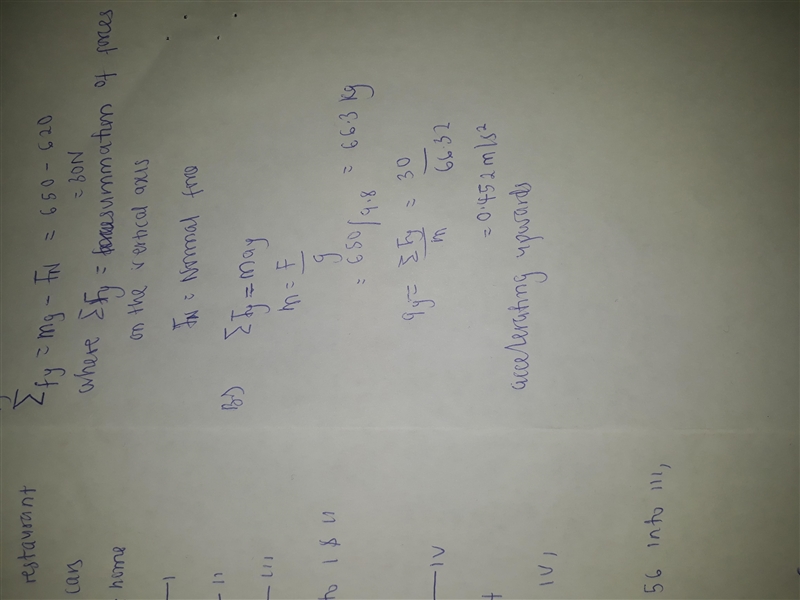 The upward normal force exerted by the floor is 620 N on an elevator passenger who-example-1