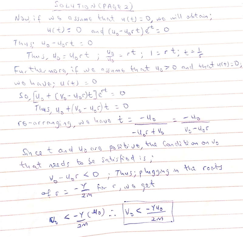 Assume that the system described by the differential equation mu+γ u+ku = 0 is critically-example-1