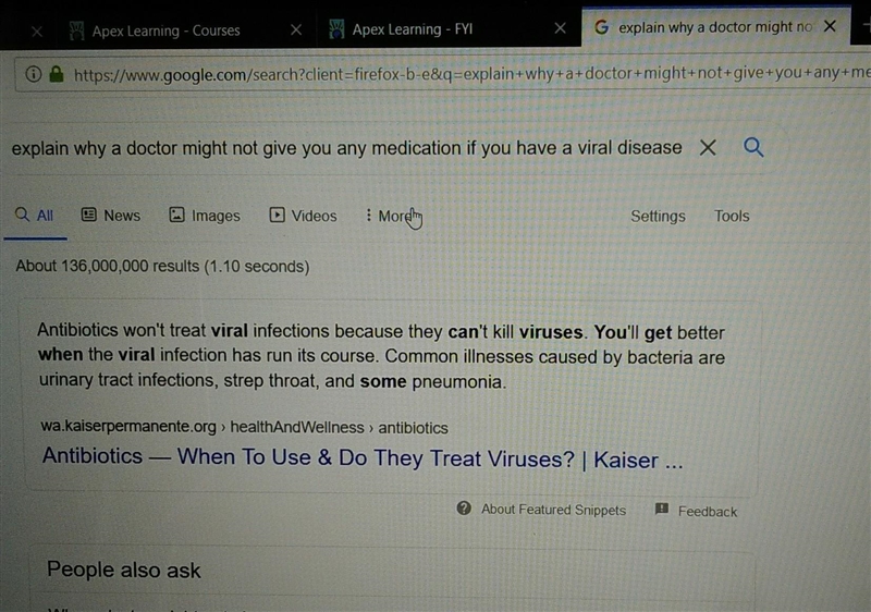 Explain why a doctor might not give you any medication if you have a viral disease-example-1