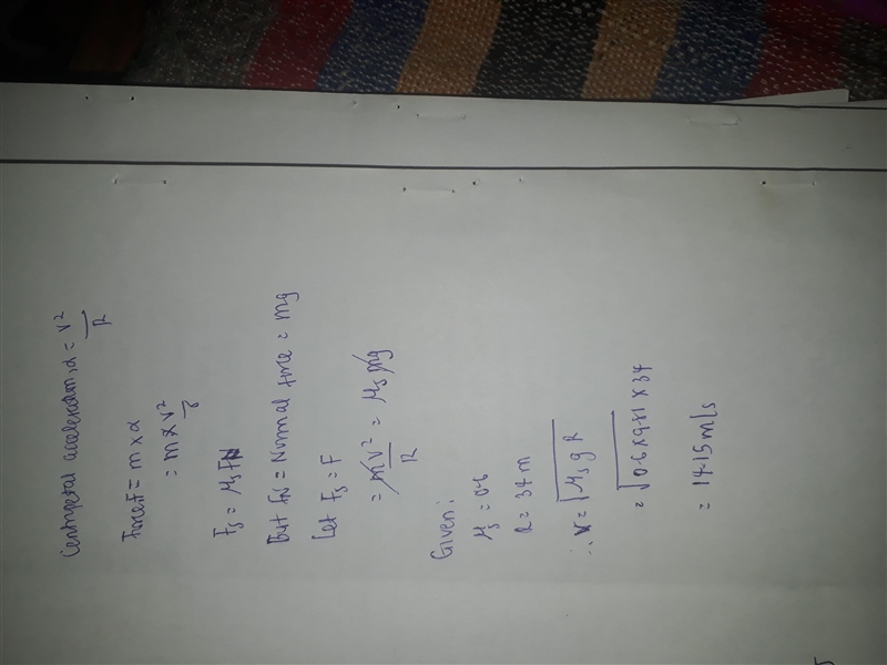 Suppose the coefficient of static friction between the road and the tires on a car-example-1