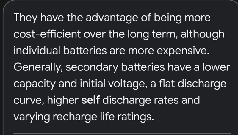 Advantages and disadvantages of a secondary cell-example-1