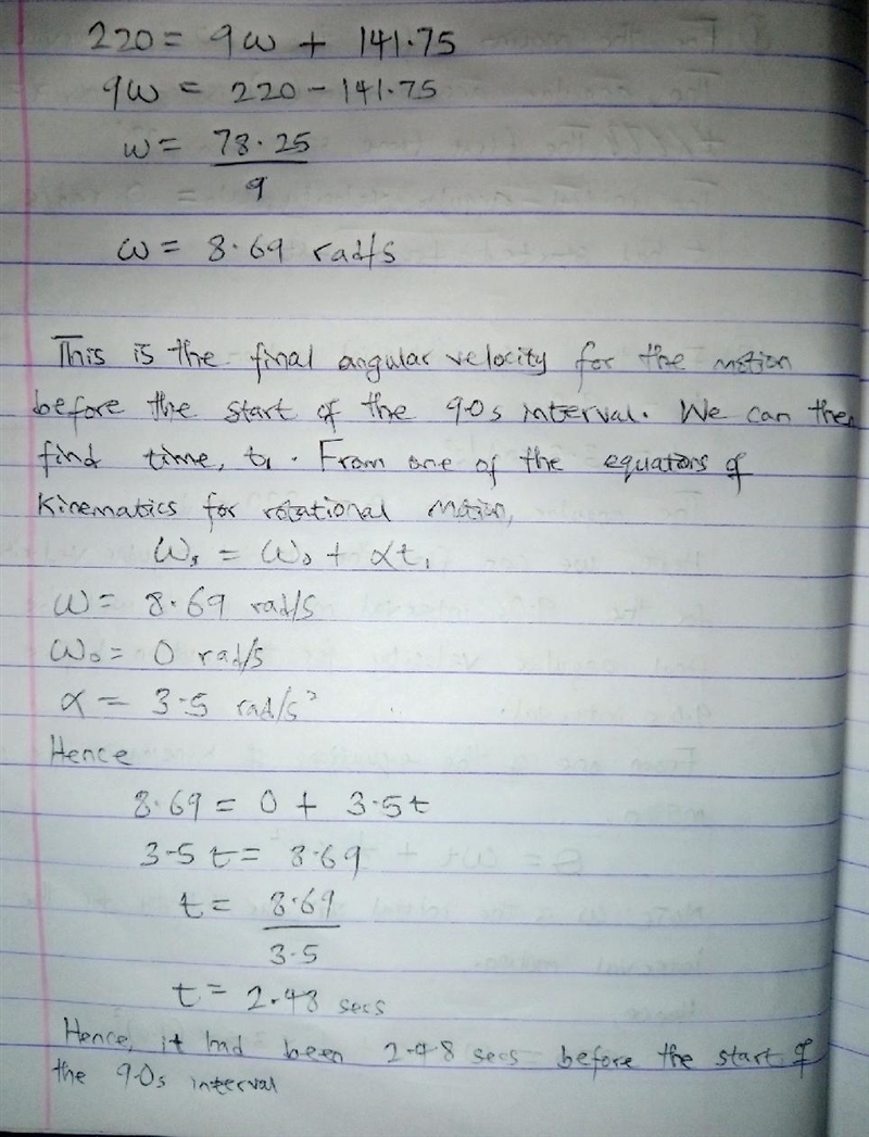 A wheel has a constant angular acceleration of 3.5 rad/s2. During a certain 9.0 s-example-2