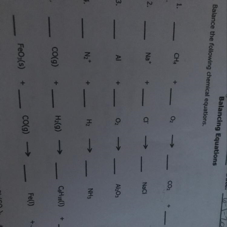 Balance the following chemical equations-example-1