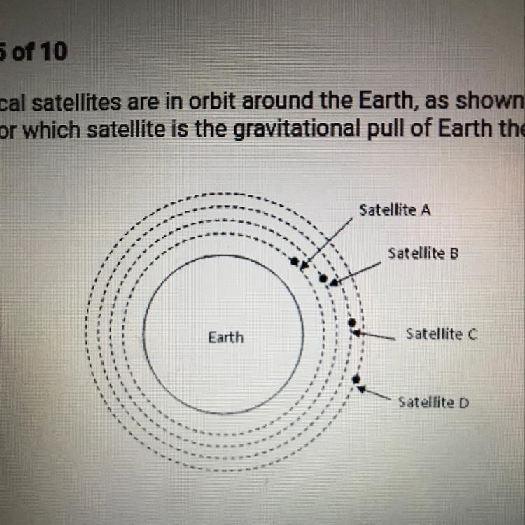 Four identical satellites are in orbit around the Earth, as shown in the diagram. For-example-1