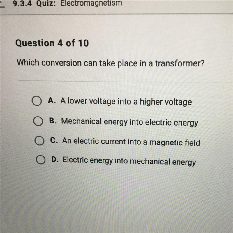 Which conversion can take place in a transformer?-example-1