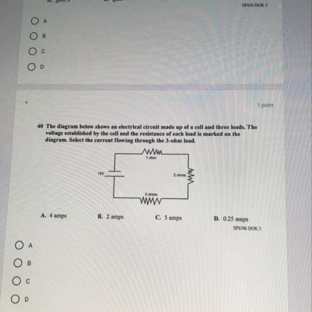 1 point 40 The diagram below shows an electrical circuit made up of a cell and three-example-1