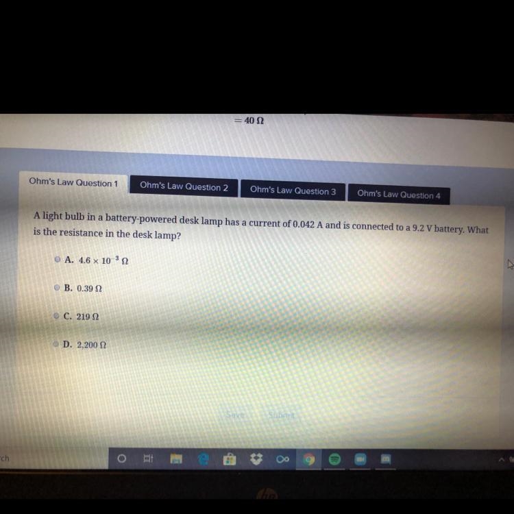 A light bulb in a battery powered desk lamp has a current of 0.042 A and is connected-example-1