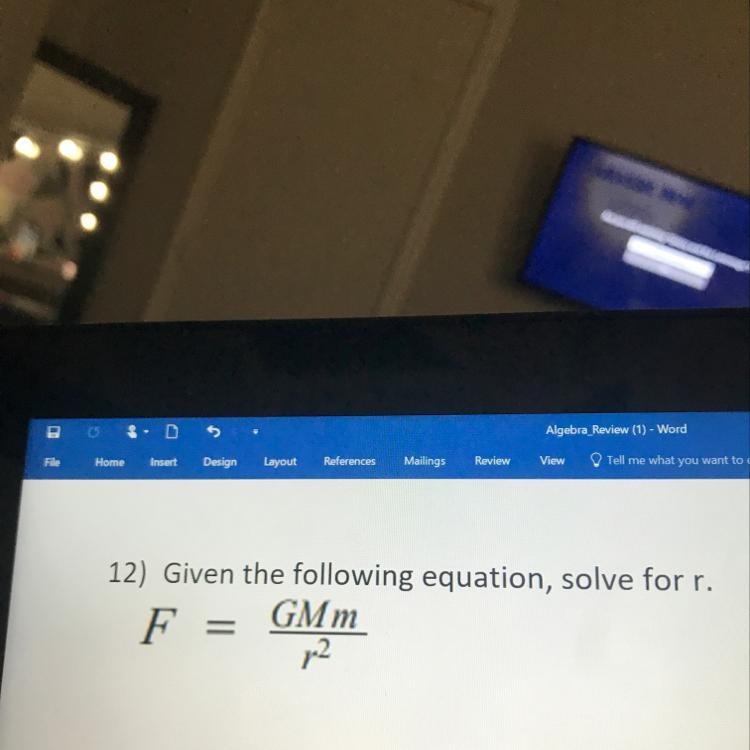 Given the following equation, solve for r.-example-1