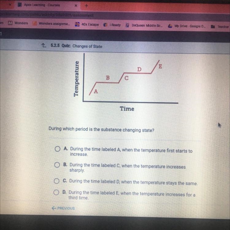 A scientist heats an unknown substance in a closed system. The graph shows the change-example-1