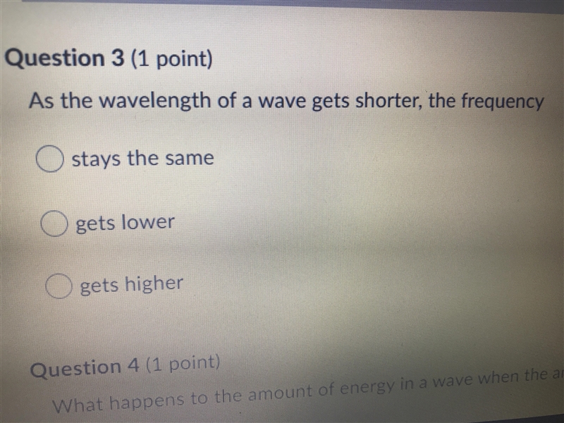 As the wavelength of a wave gets shorter the frequency does what?-example-1