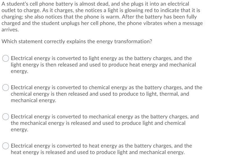 (HELP ASAP) A student’s cell phone battery is almost dead, and she plugs it into an-example-1