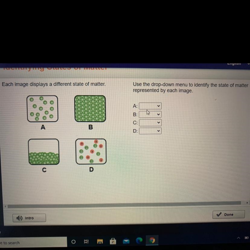 Use the drop-down menu to identify the state of matter represented by each imagine-example-1