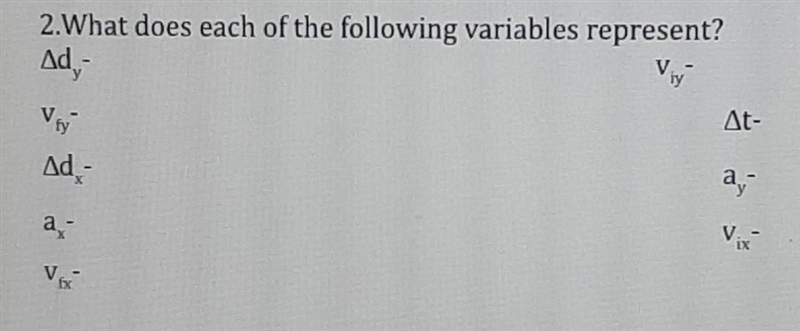 What does each of the following variables represent?​-example-1