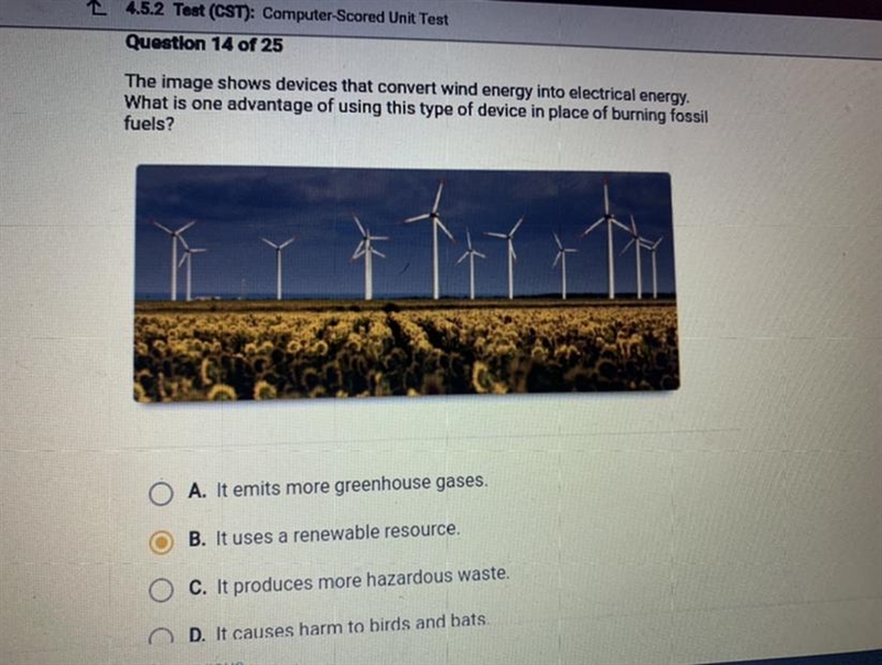 Question 14 of 25 The image shows devices that convert wind energy into electrical-example-1