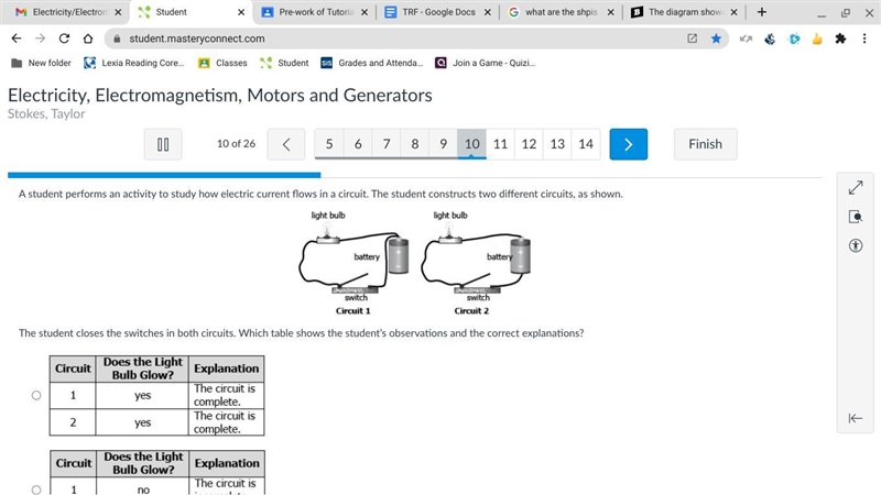 A student performs an activity to study how electric current flows in a circuit. The-example-1